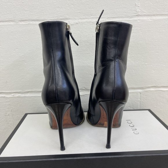 Givenchy Womens Black Leather Round Toe High Heel Ankle Zip Booties Shoes Sz 7.5 - Picture 6 of 11